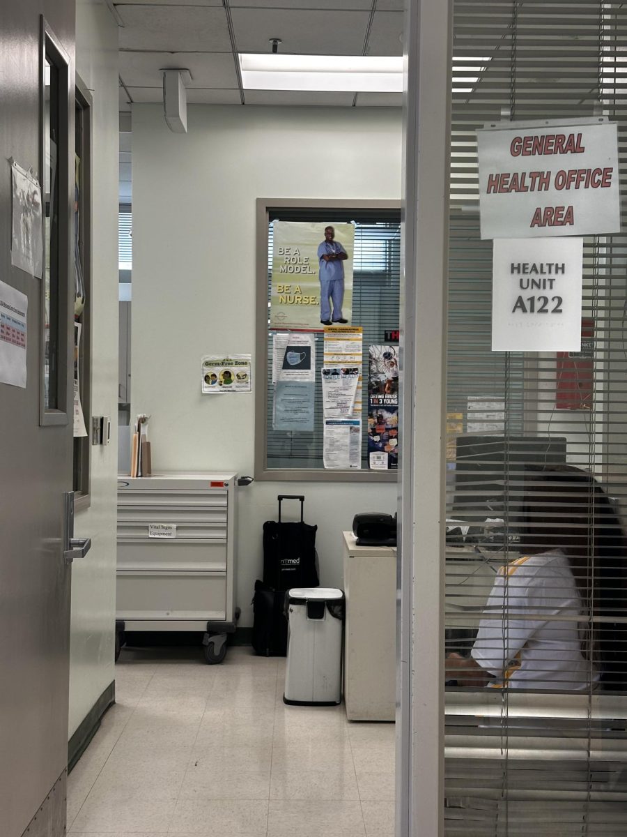 Nurse´s office displaying ¨Be a Nurse, Be a Role model¨ poster