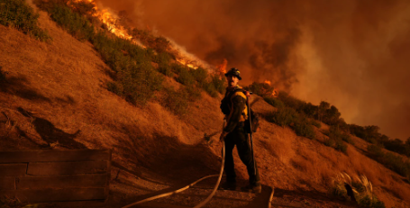 Firefighter battling the wildfires in LA